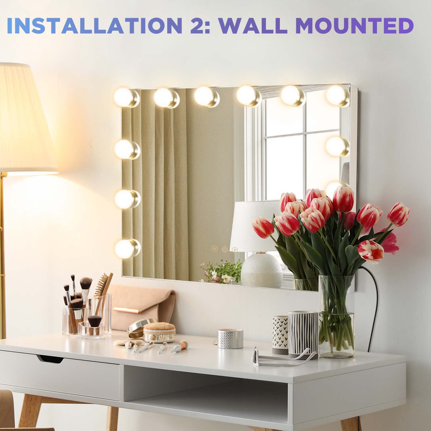 Hollywood vanity mirror with 12 buls lights for wall